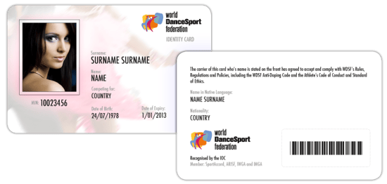 WDSF Athlete's ID Card